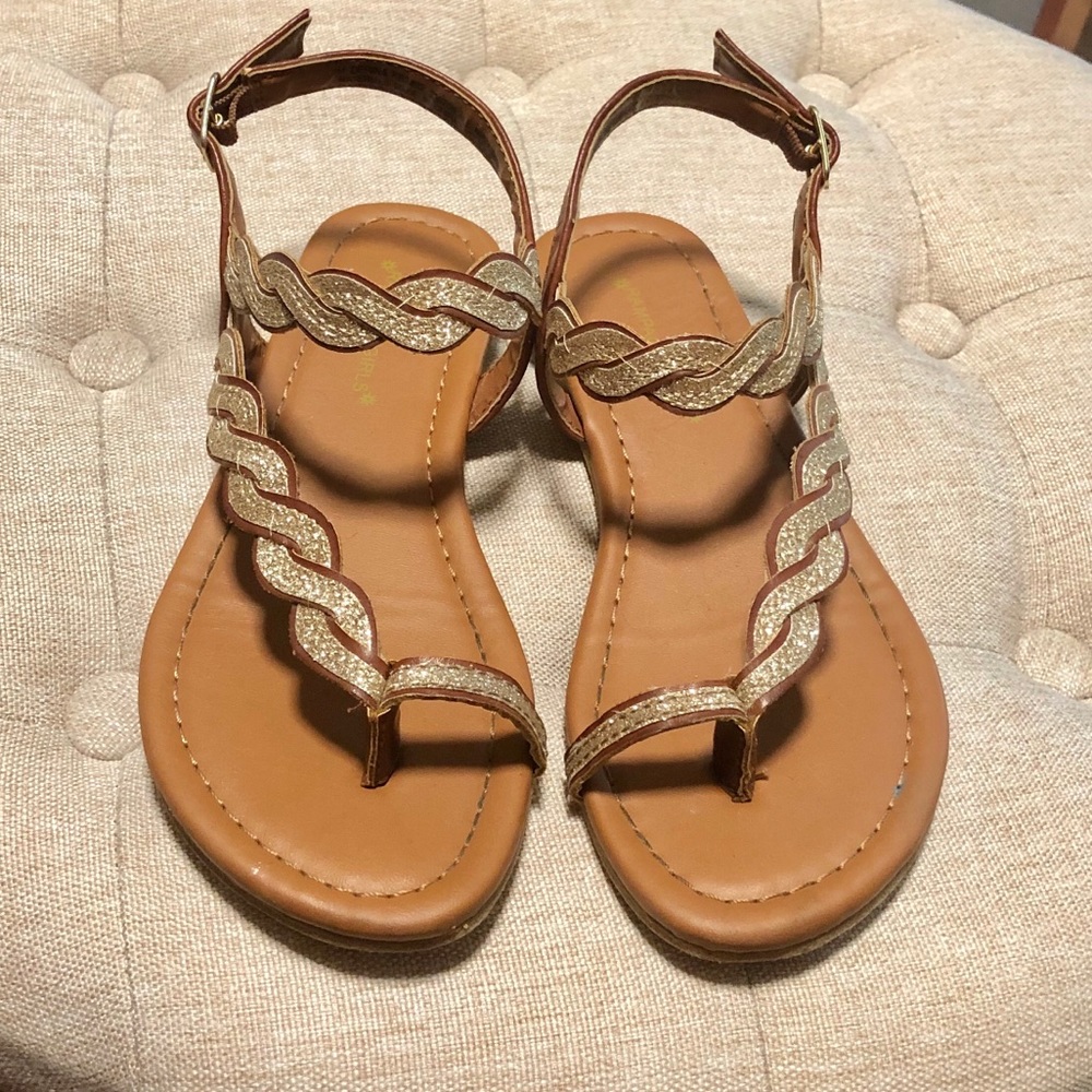 Kids - Cognac and Gold Girls Sandals